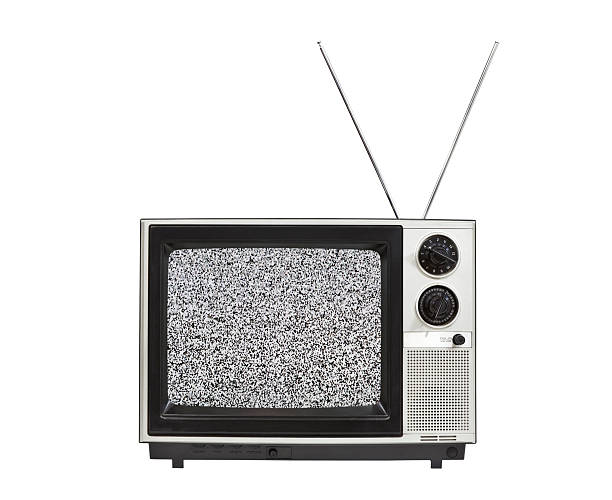 estática de televisión portátil con antenas aislado - tv static fotografías e imágenes de stock