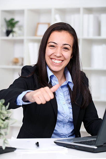 istock Happiness businesswoman in office 177387270