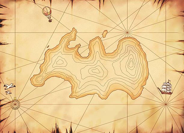 Mapa de uma ilha do tesouro simples - ilustração de arte em vetor