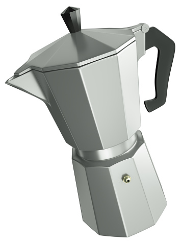 Italian coffee maker isolated on white background. 3D rendered illustration.