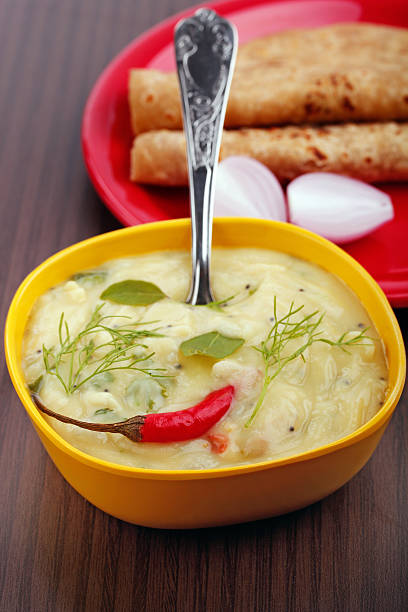 istock Traditional indian spicy daal curry and chapatti 177388107