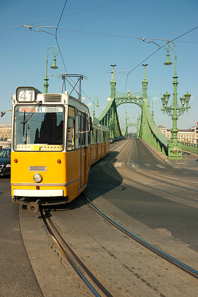 istock Tram coming from Freedom Bridge in Budapest 177388178