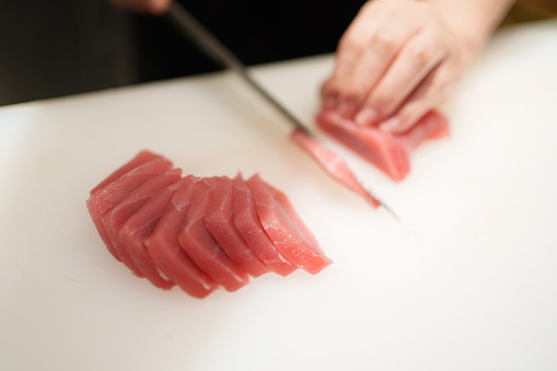 Sliced ​​tuna close-up