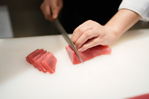 Sliced ​​tuna close-up