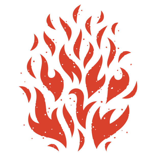Fire flames 005 stylized fire flames vector illustration with grunge texture effect outdoor fire stock illustrations