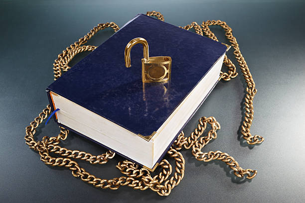 istock Book with golden chain and lock 177389650