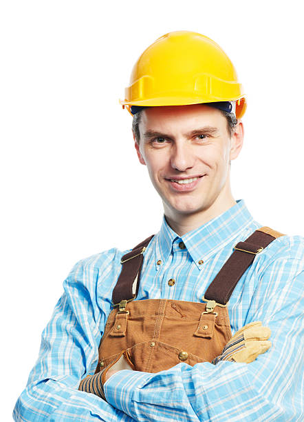 istock Happy worker portrait in hardhat and overall 177390017