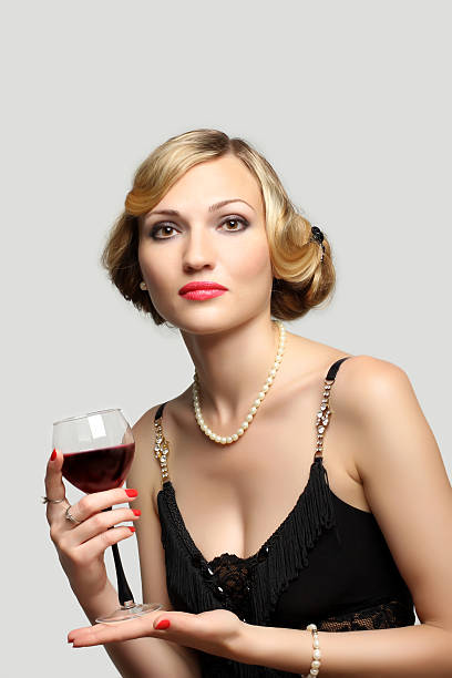 istock Woman with glass red wine 177390887