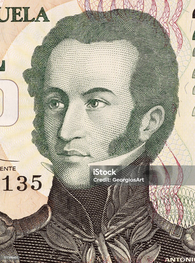 Antonio Jose De Sucre "Antonio Jose De Sucre (1795-1830) on 2000 Bolivares 1998 Banknote from Venezuela. Venezuelan independence leader and one of Simon Bolivar's closest friends, generals and statesmen. Less than 30% of the banknote is visible." Adult Stock Photo