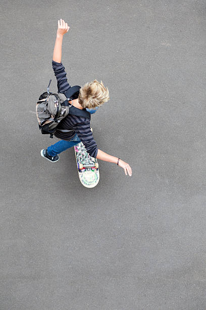 istock overhead view of boy skateboarding 177392049