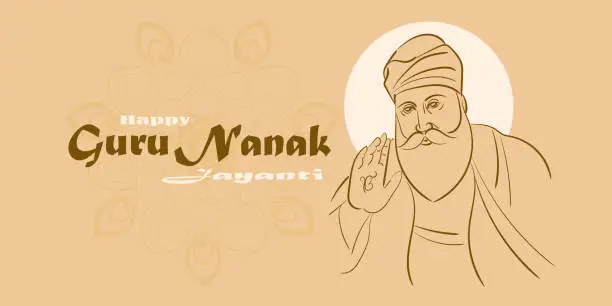 Vector illustration of happy Guru Nanak Jayanti vector illustration.