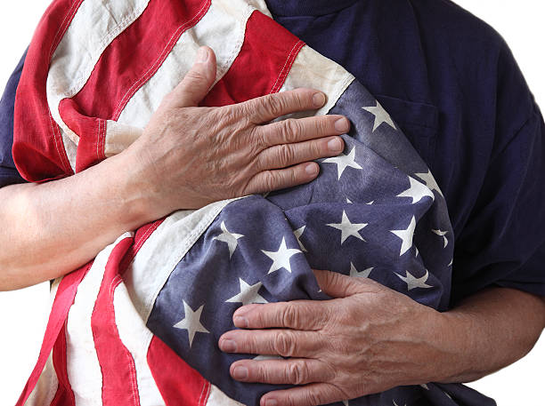Cтоковое фото США Флаг состоявшемся, Ветеран