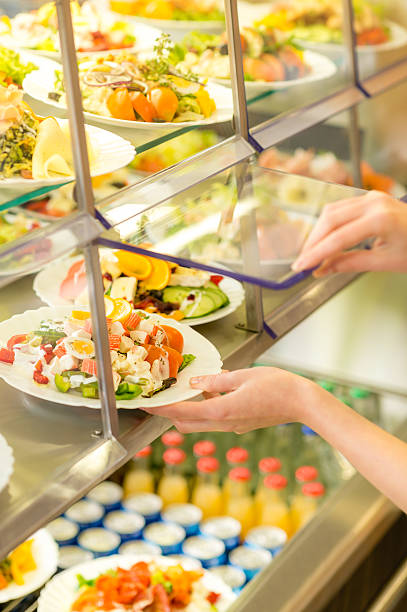 istock Buffet self service canteen display fresh salad 177392263