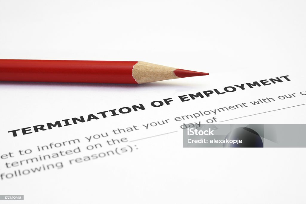 Termination of employment Close up of pencil on  Termination of employment form Agreement Stock Photo