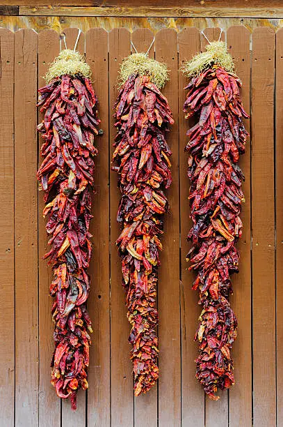 "Chilli Peppers Hanging Ristras, New Mexico"