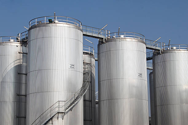 istock Tall steel storage tanks 177393187