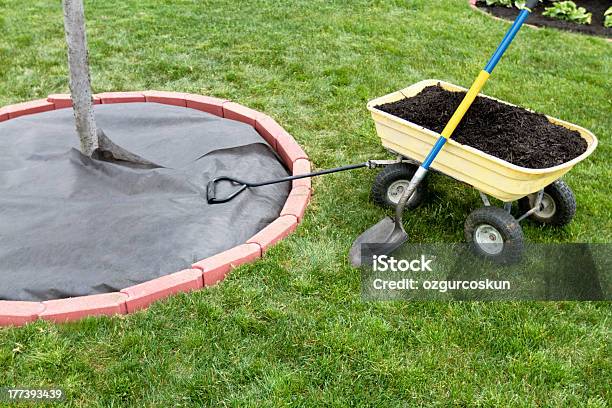 Mulch In Dumping Cart Stock Photo - Download Image Now - Weeding, Boundary, Mulch