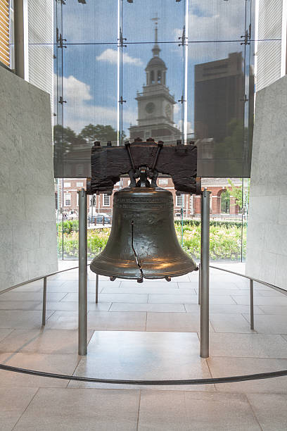 Liberty Bell with Independence Hall background This is an image of the Liberty Bell in Philadelphia with the Independence Hall in the background. independence hall stock pictures, royalty-free photos & images