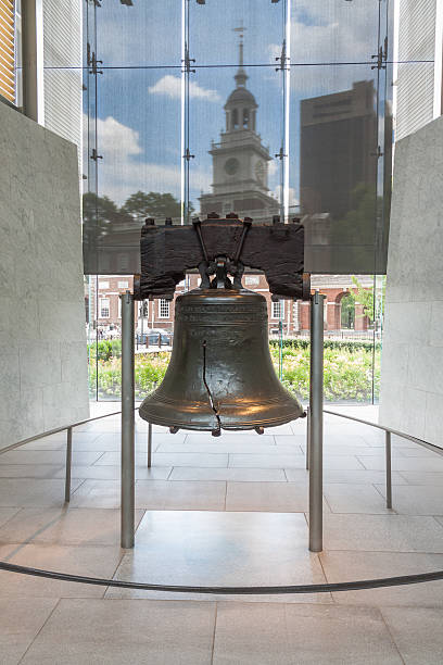 колокол свободы в индепенденс-холл фон - liberty bell стоковые фото и изображения