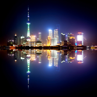 Beautiful night scene in the Shanghai skyline