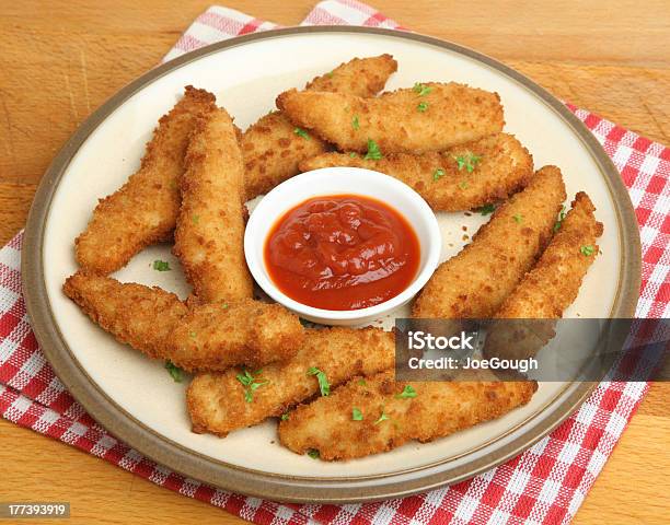 Chicken Nuggets With Tomato Ketchup Stock Photo - Download Image Now - Breaded, Breaded Chicken, Chicken Meat