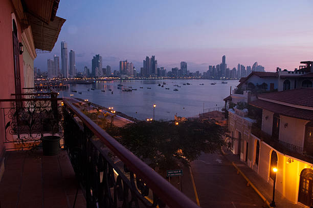 Evening sky over Panama City as seen from Casco Viejo.
