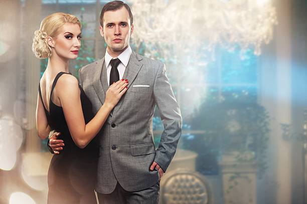Retro couple in luxury interior