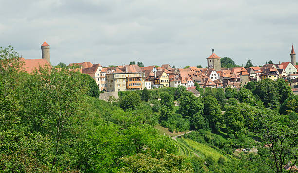 panoramic cityscape in rothenburg stock photo