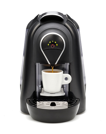 electric coffee maker on white background