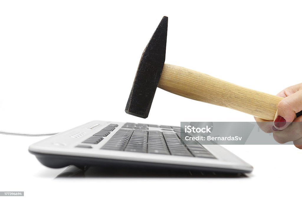 hammer-Tastatur mit hammer - Lizenzfrei Abbrechen Stock-Foto
