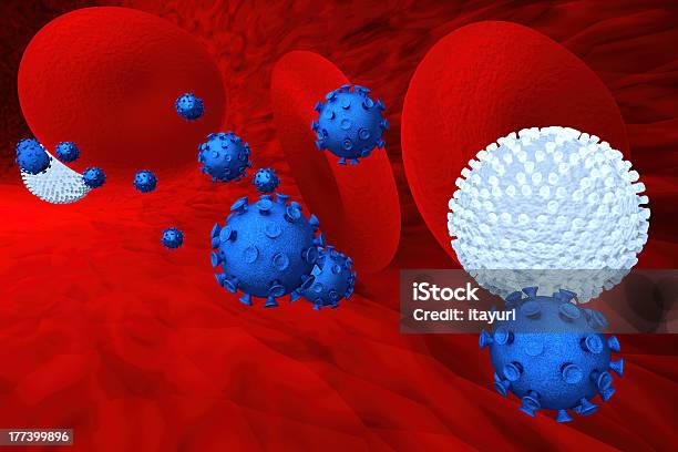 Foto de Vírus E Células De Sangue e mais fotos de stock de Artéria - Artéria, Artéria Humana, Azul