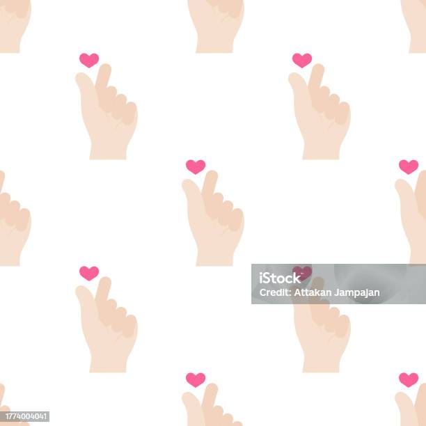 Vector Mini Heart Mini Heart Hand Gesture Seamless Pattern Background Stock Illustration ...