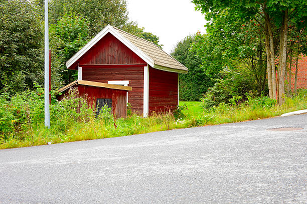 Old traditional wooden Finnish house .