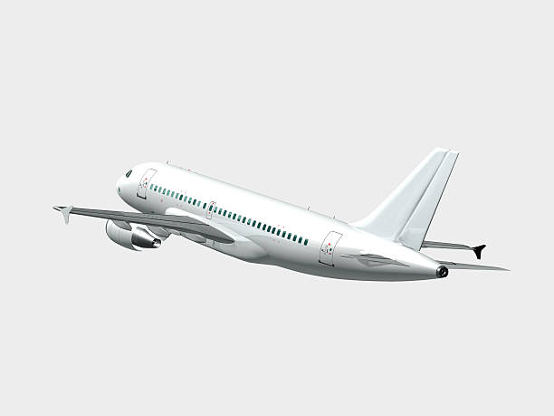 istock Passenger aircraft in flight side rear view isolated 177401437