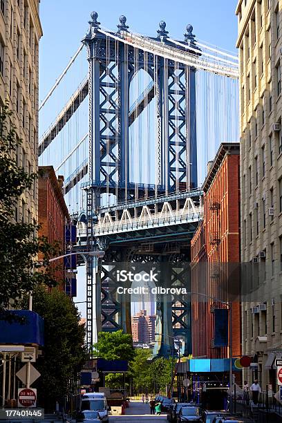 Street View Of Manhattan Bridge Stock Photo - Download Image Now - Architecture, Bridge - Built Structure, Brooklyn - New York