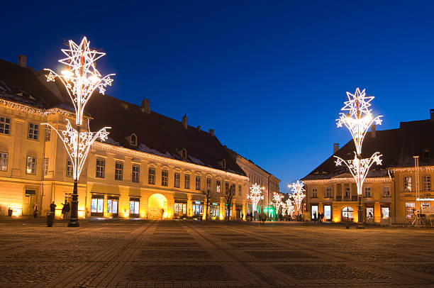 istock Christmas lights on town street and square 177401613