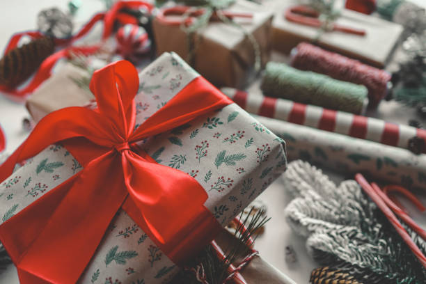 istock Christmas gift with a big bow close-up 1774024750