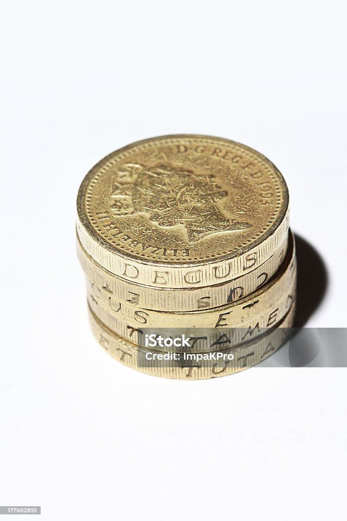 One Coin Stack One Pound Coin Stack Stock Photo - Download Image Now - Arrangement ...