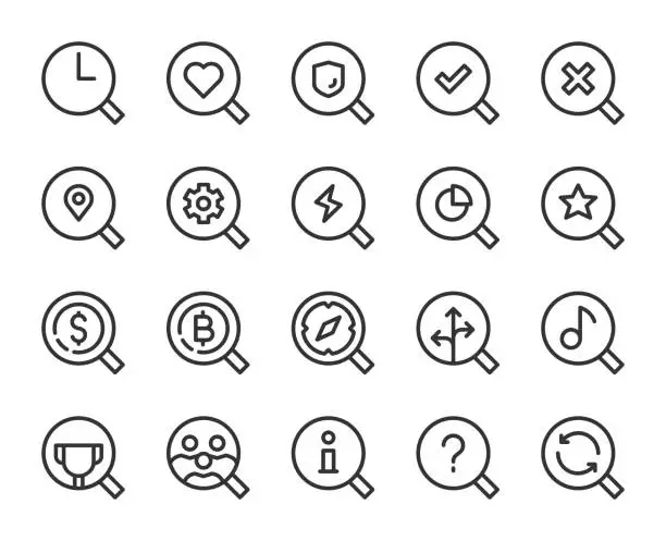 Vector illustration of Magnifying Glass 2 - Line Icons
