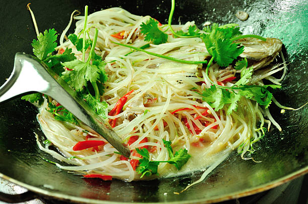 cooking butterfish with bean sprout and red pepper