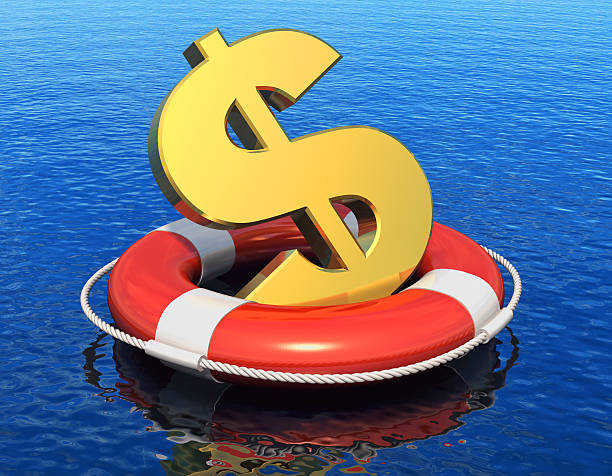 istock A money sign floating in a lifesaver representing a crisis 177403068