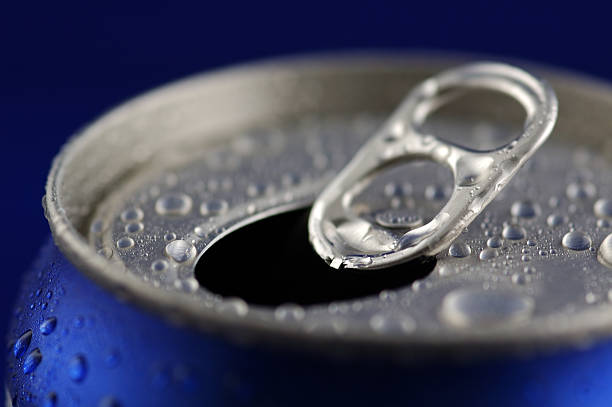 istock Open Aluminum Soft Drink Can With Water Drops 177403519