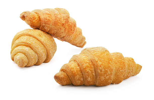 croissants - breakfast close up studio shot group of objects imagens e fotografias de stock