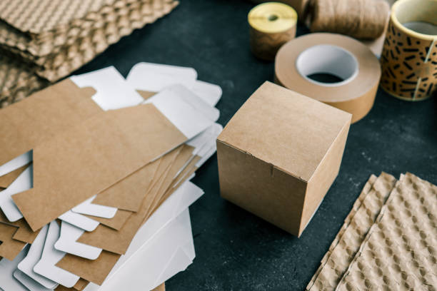 istock Product packaging, craft boxes, tape and stickers 1774036785