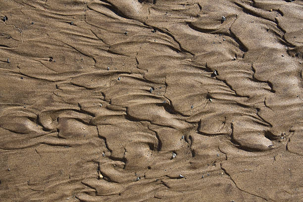 tidal pattern in sand stock photo