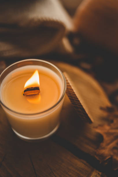 istock Burning candle in home interior, autumn aesthetics 1774038978