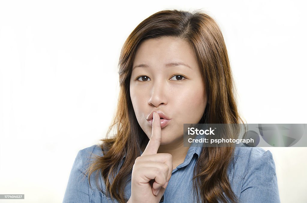 Mostrando sinal de silêncio - Royalty-free Zipped Lips (expressão inglesa) Foto de stock