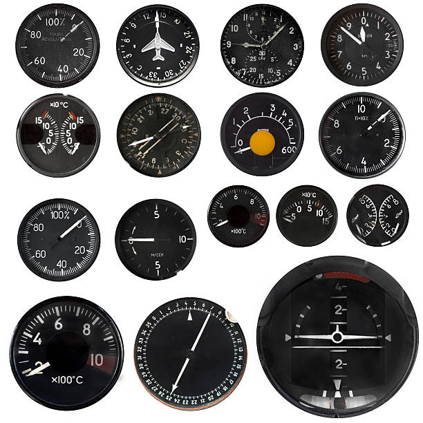 Aircraft instruments Old aircraft instruments isolated on white background, set flight instruments stock pictures, royalty-free photos & images