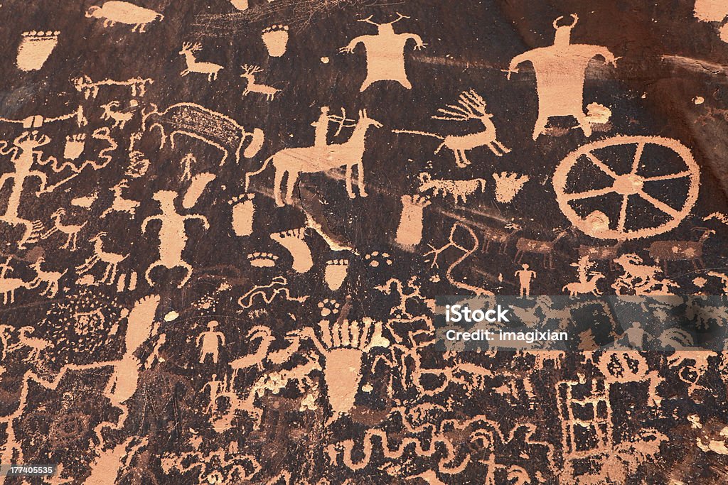 Ancient Indian Petroglyph in Moab, Utah "Ancient Indian Petroglyph in Moab, Utah" Indigenous Peoples of the Americas Stock Photo