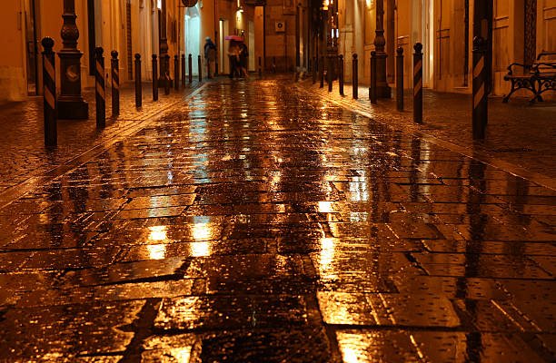 istock Wet golden street 177405867
